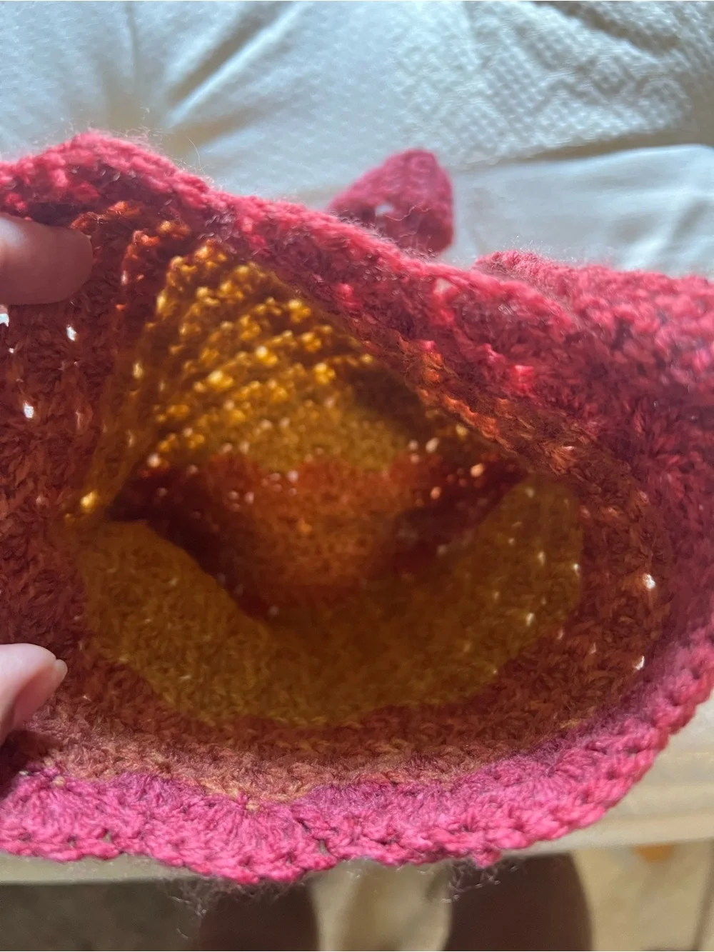 Handmade Kids Crochet Shoulder Crossbody Bag 7”x 8” Warm Hues